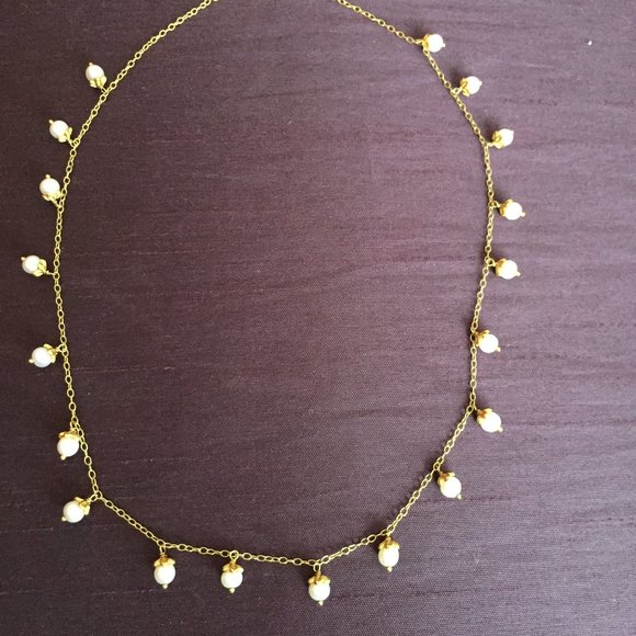 Vintage Gold Necklace with Pearls - Picture 2 of 4